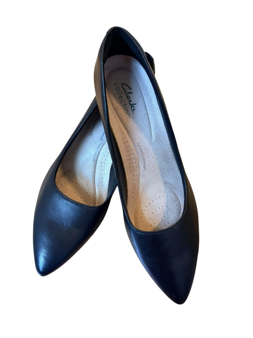 Clark’s Black Leather Pointed-Toe Low Heel Pumps-Never worn